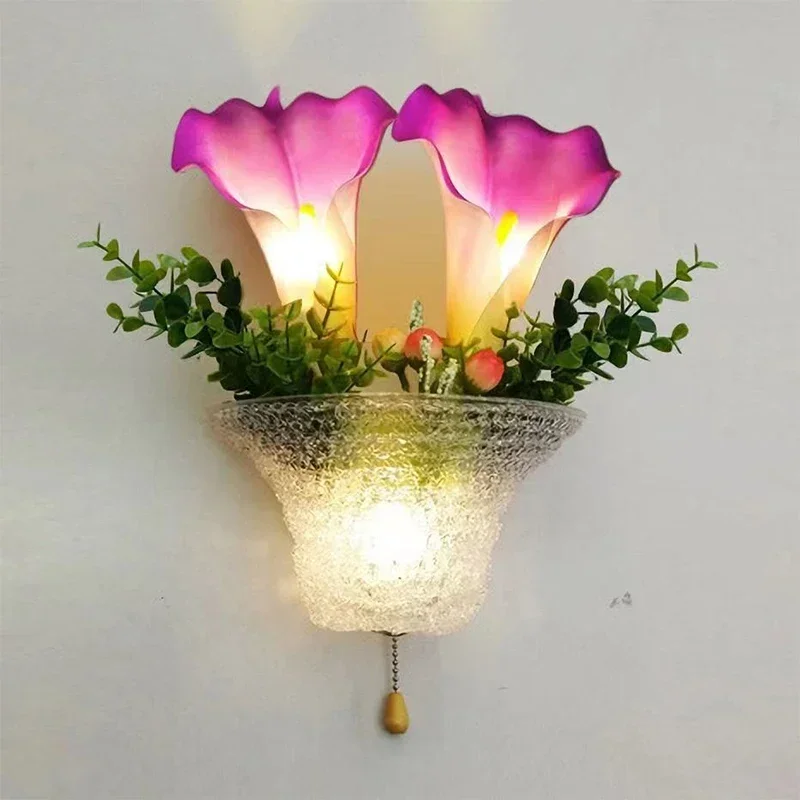 

VIOLET Contemporary Flower wall Lamps Romantic Pastoral Decorative For Living Room Corridor Bed Room Decoration Light