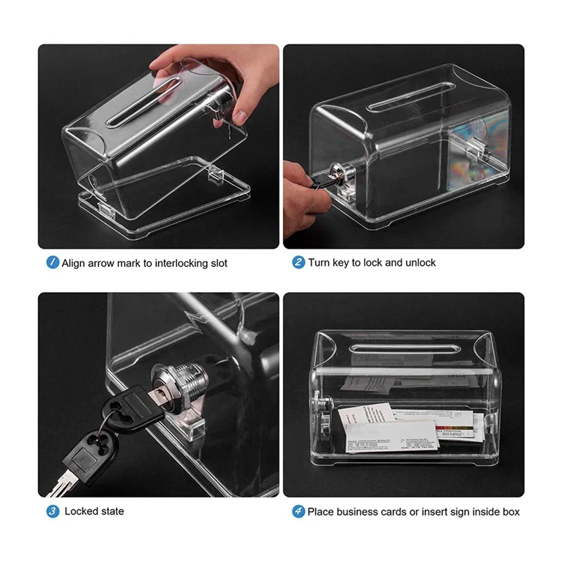 A92Z 2X Donation Suggestion Box With Lock, Ballot Box,Suggestion Box For Fundraising, Donation, Tip Jars, Raffle Box