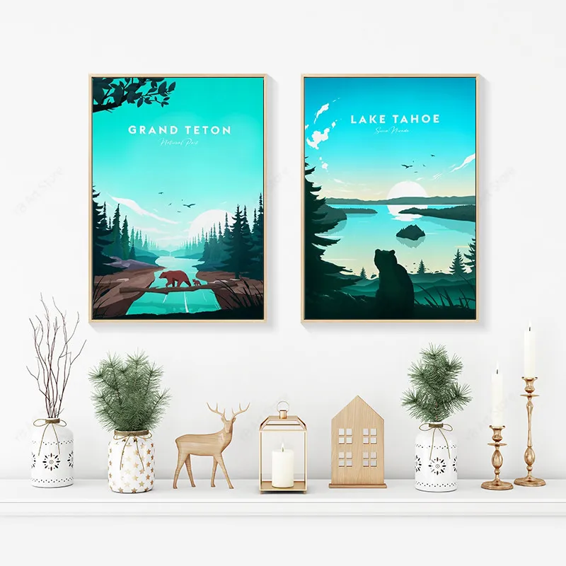 ملصق مدينة السفر ، المناظر الطبيعية السياحية ، قماش اللوحة ، جدار الفن ، صورة ديكور المنزل ، ساحل أمالفي ، اسكتلندا ، النمسا ، لندن #3