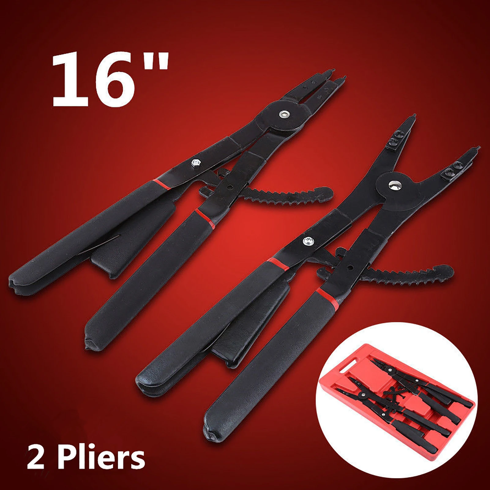 

16" Universal Circlip Snap Ring Pliers Tool Set Retaining Ring With Replacement Tips Circlip Pliers Tool Circlip Pliers Tool Set