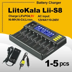 1-5PCS LiitoKala Lii-S8 18650 Battery charger 8-Slot Auto-Polarity Detect For 26650 21700 14500 10440 16340 1.2V 3.7V battery