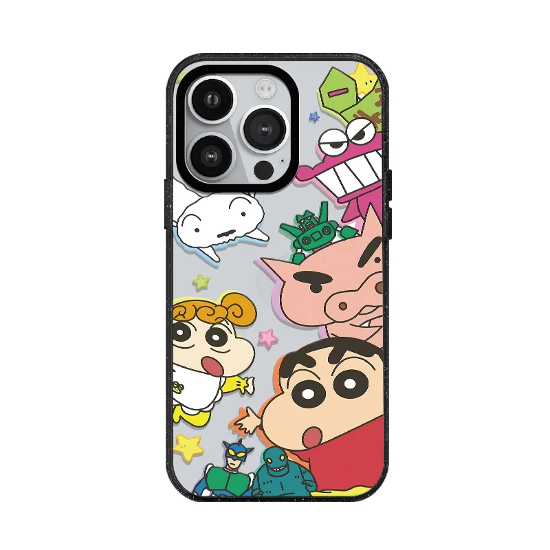 Anime Crayon Shin-chan Acrylic With MagSafe Phone Case For iPhone 16 15 14 13 12 11 Pro Max Cute Anti-drop Shockproof Back Cover