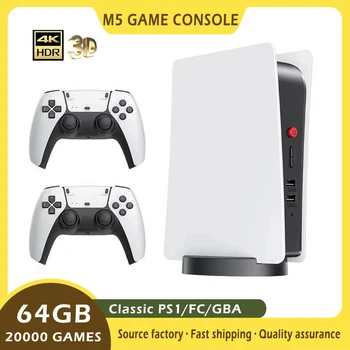 M5 Video Game Console Dual Wireless Controller PS1/FC/GBA Game Console Dual Wireless HDMI HD Built-in 20000+ Games 4K Output