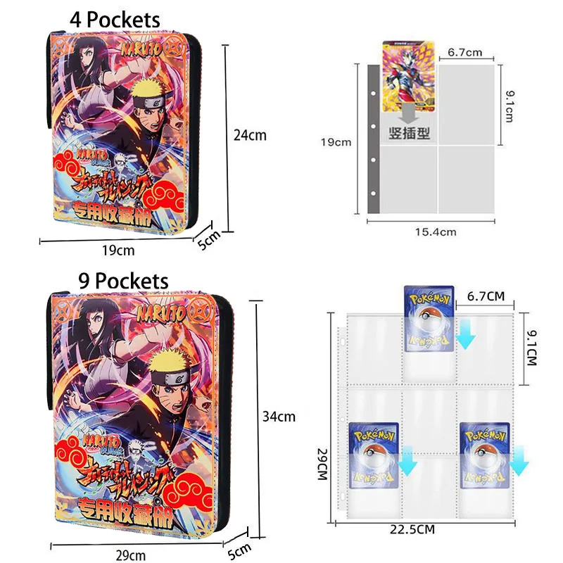 NARUTO Card Binder 9 Pocket Trading Card Holder Anime Cards Album Collector with 50 inner Pages Zipper Holder Up to 900 Cards