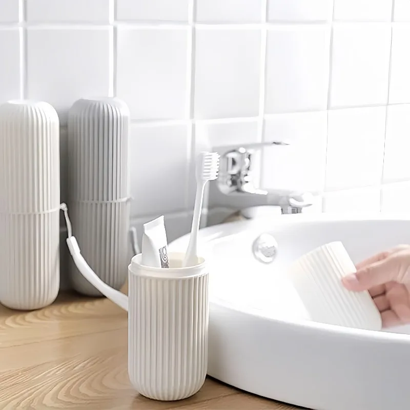 Travel Toothbrush Cup Toothbrush Holder Toothpaste Storage Box Multifunctional Large Capacity for Traveling Camping Trip