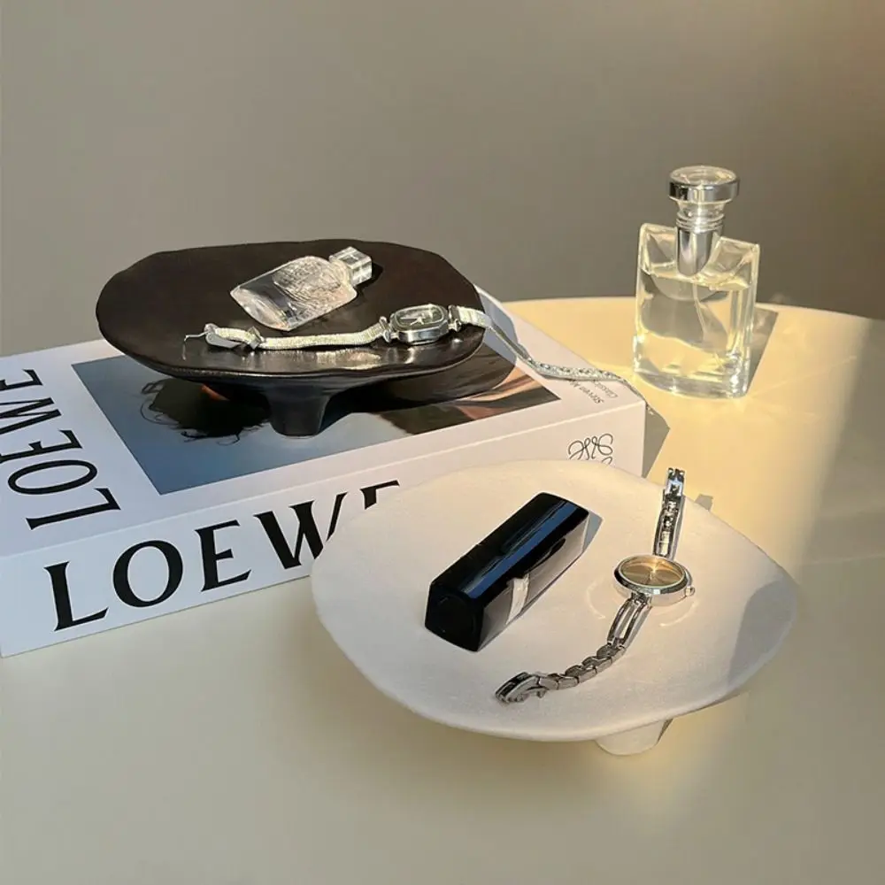 

Ceramic Jewelry Storage Tray Creative Portable Aromatherapy Candle Tray Irregular Multi-Function Storage Plate Dessert