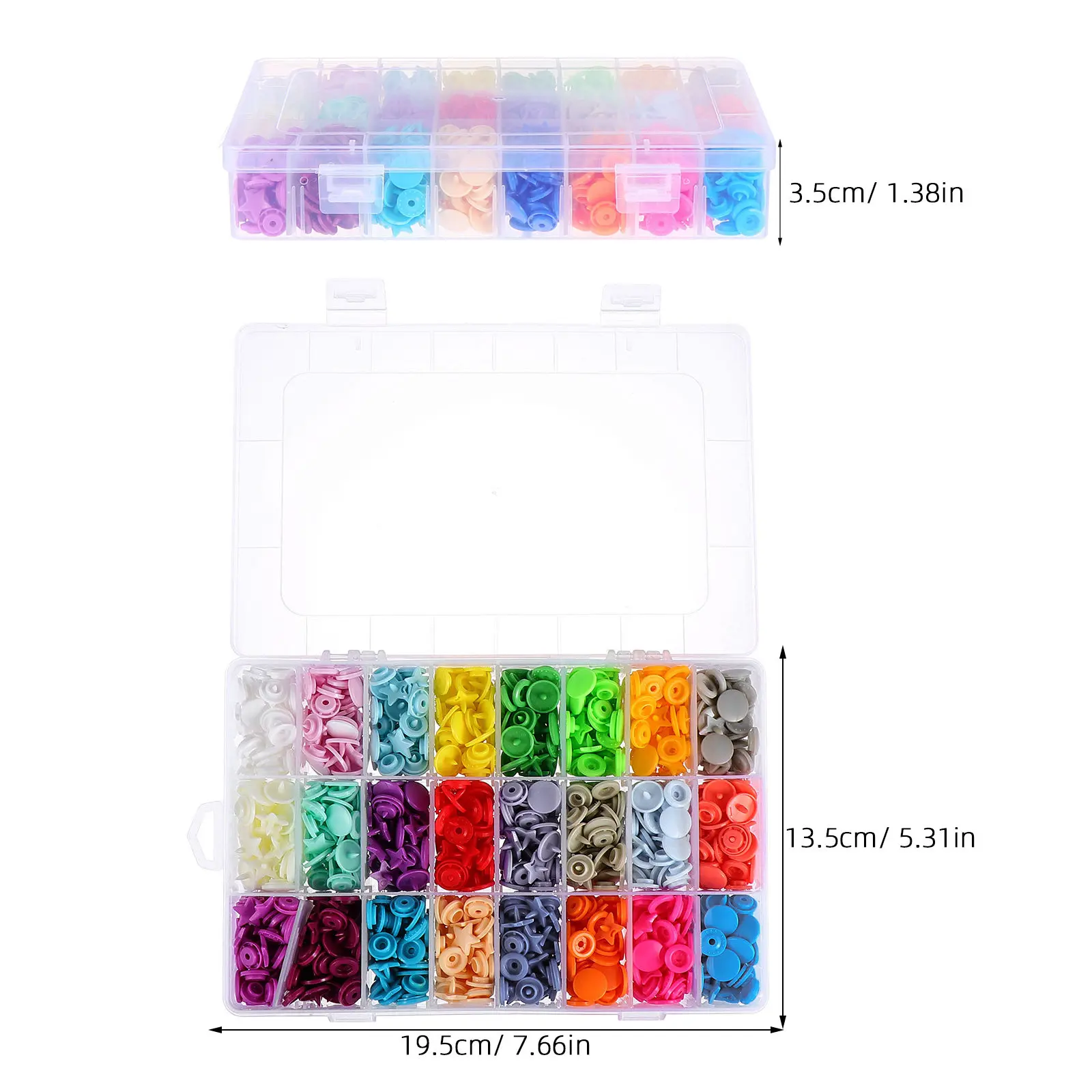 360pcs Five-Point Star Snap Fasteners – Colorful Plastic Resin Buttons for DIY Clothing, Cloth Diapers, Bibs & Towels