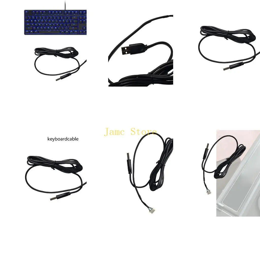 LX0B Robust USB Replacement Cable For M500 BLUE Gaming Keyboards Featuring Metal Reinforced Rubber Coating