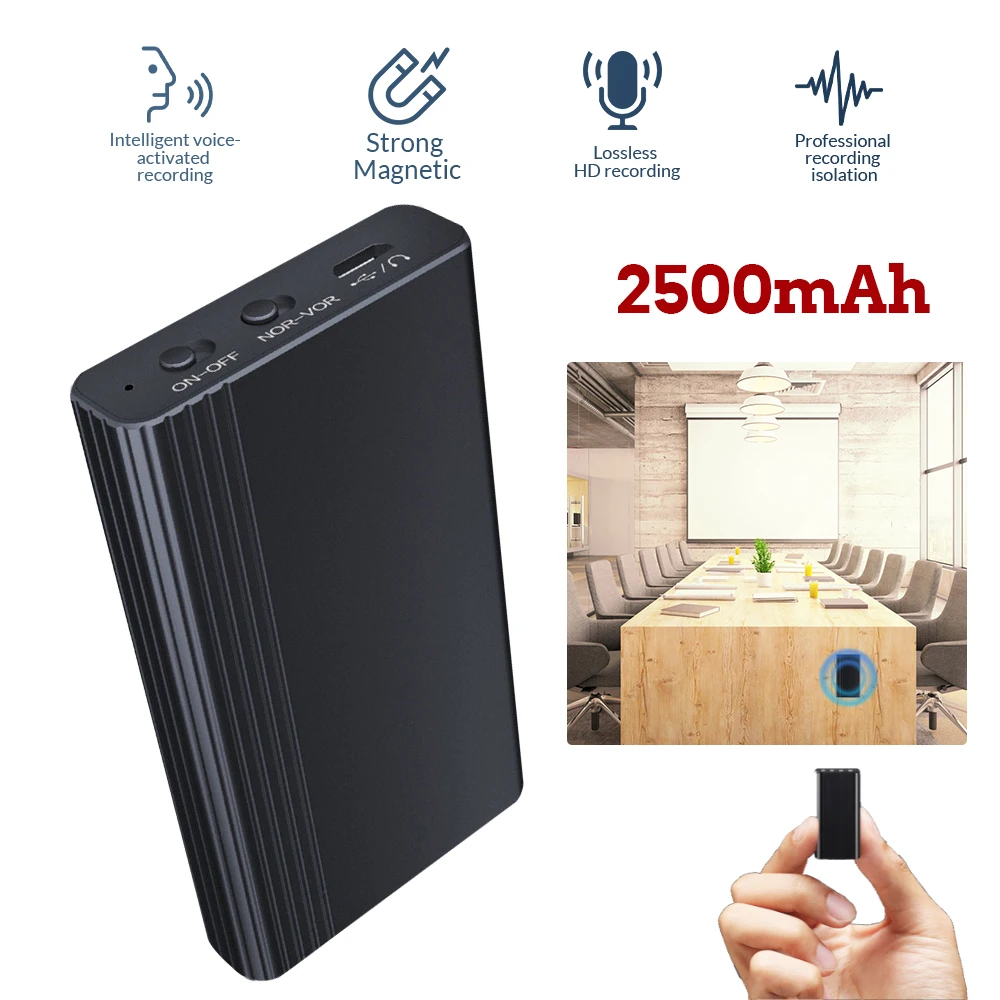 Magnetic Voice Activated Recorder SPY Recorder 2500mAh 240H Recording WAV 256kbps Magnetic Adsorptio