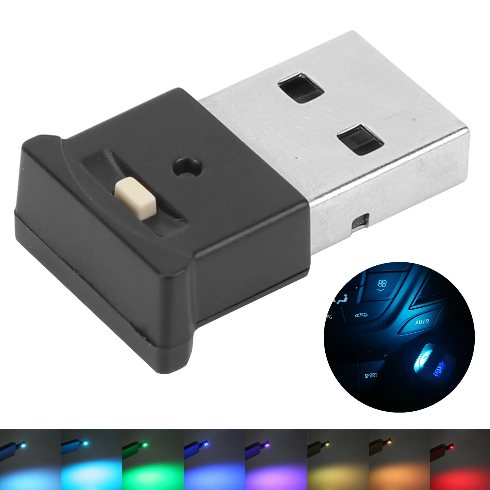 Car Interior Lamp USB LED Ambient Light 8 Colors RGB Dynamic Change Brightness Adjustable Mini Interior Decorative Lamp