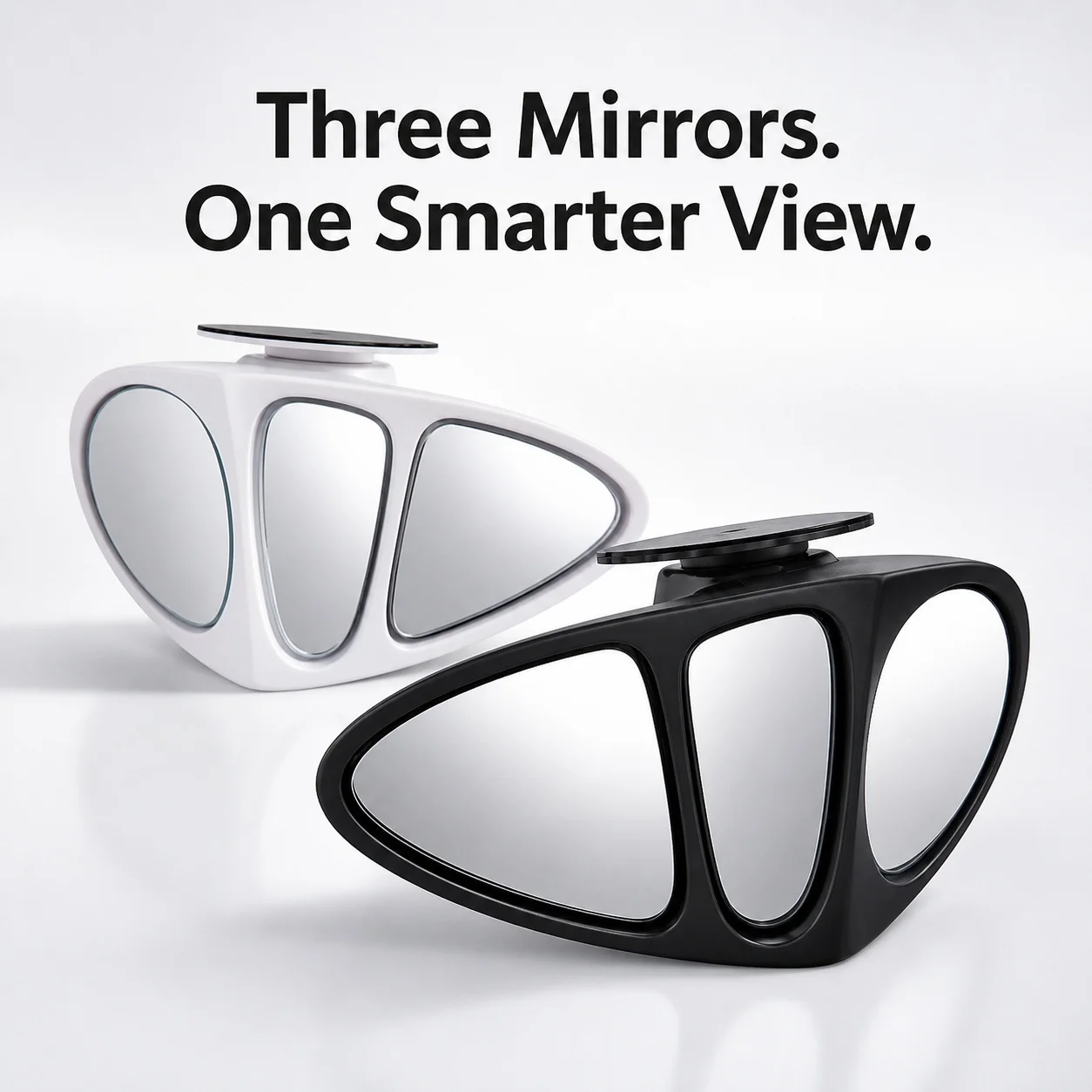 3‑in‑1 Car Blind Spot Mirror Wide‑Angle Convex Rear‑View Adjustable Paste‑On Auxiliary Mirror for Reversing Safety Driving