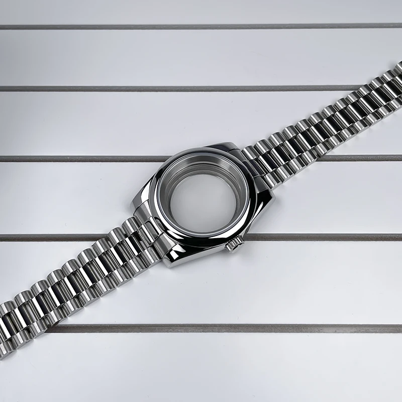 NH35 Case 39mm Stainless Steel President Bracelet Sapphire Glass Seik Mod Skx Parts Replacemet Case Fit Nh35 Nh36 Movement Watch