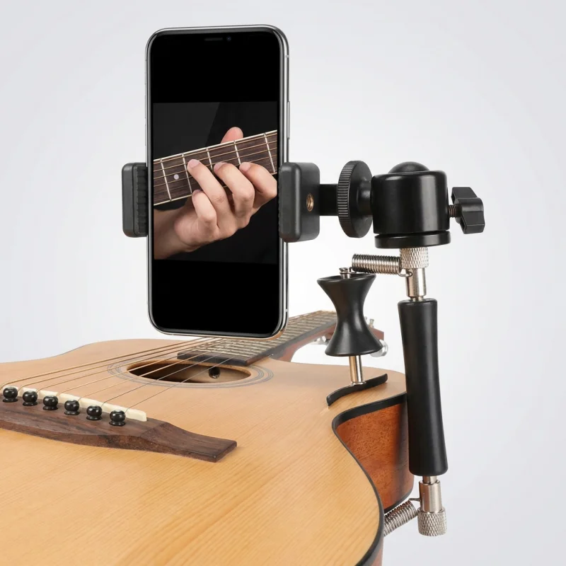 Smartphone Guitar Stand Clip Multi-Purpose Guitar Holder Support Phone For Easy Viewing And Learning Folk Guitar Phone Clamp