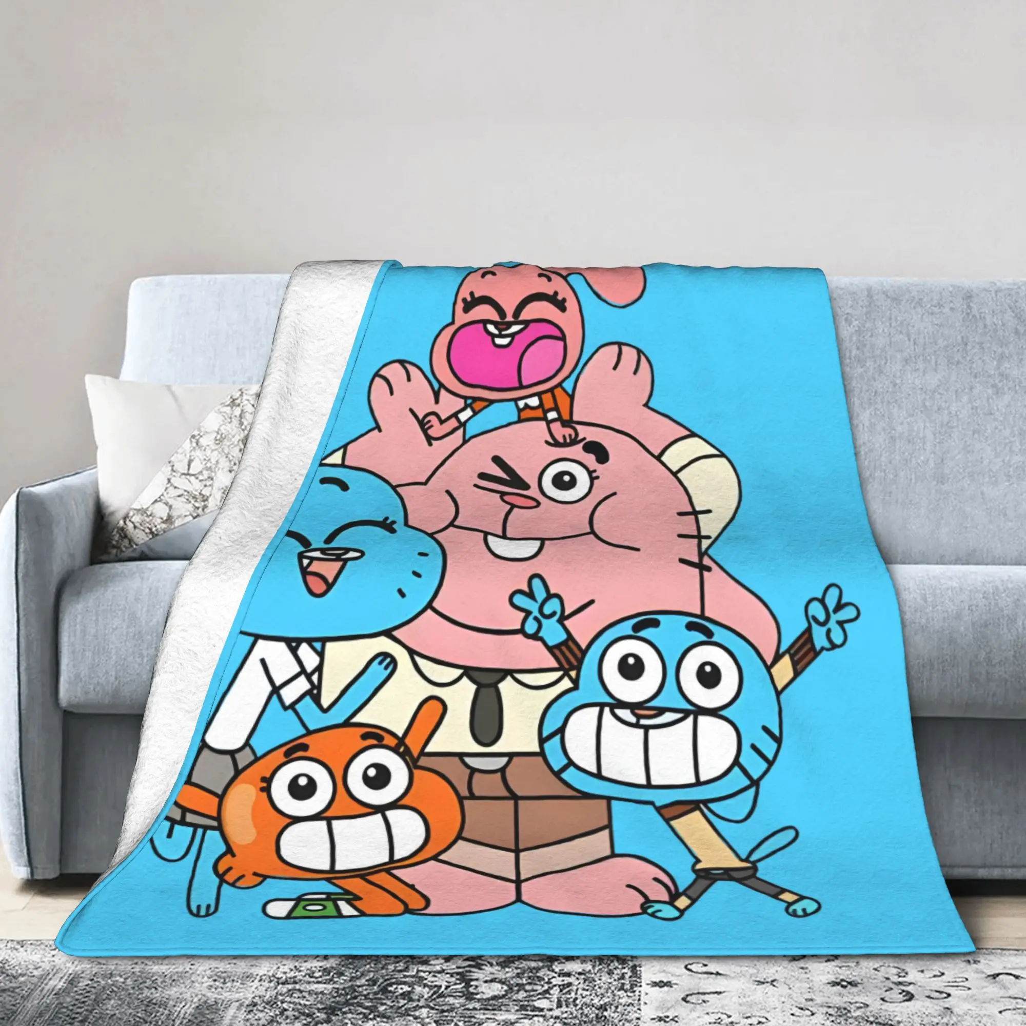 The Watterson Family Cartoon Gum Ball Flannel Blanket  Custom Throw Blankets for Home Hotel Sofa  125*100cm Bedspreads