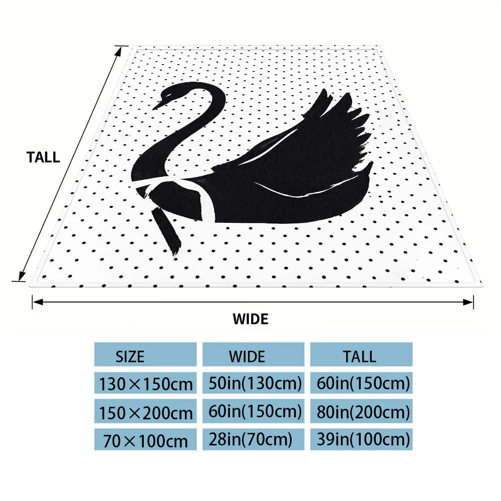 Black Swan on White Flannel Blanket, Ultra-Fine Fiber, All Season Luxurious Fluffy Blanket Suitable For Beds Or Sofas