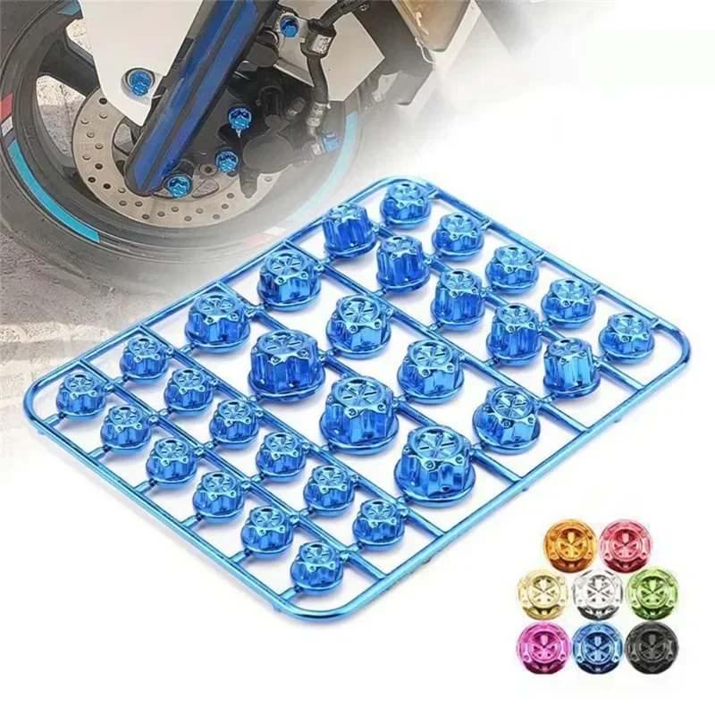 30 Pcs Motorcycle Modification Screw Cap Decoration for Motor Scooters Electric Car Colored Nut Cover Car Bicycle Accessories