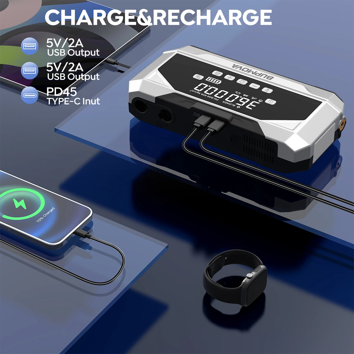 1000A/1500A PEAK Starthilfegerät für Autos, 12V Autobatterie-Ladegerät, tragbare Powerbank, leistungsstarker Auto-Booster – Detail 5