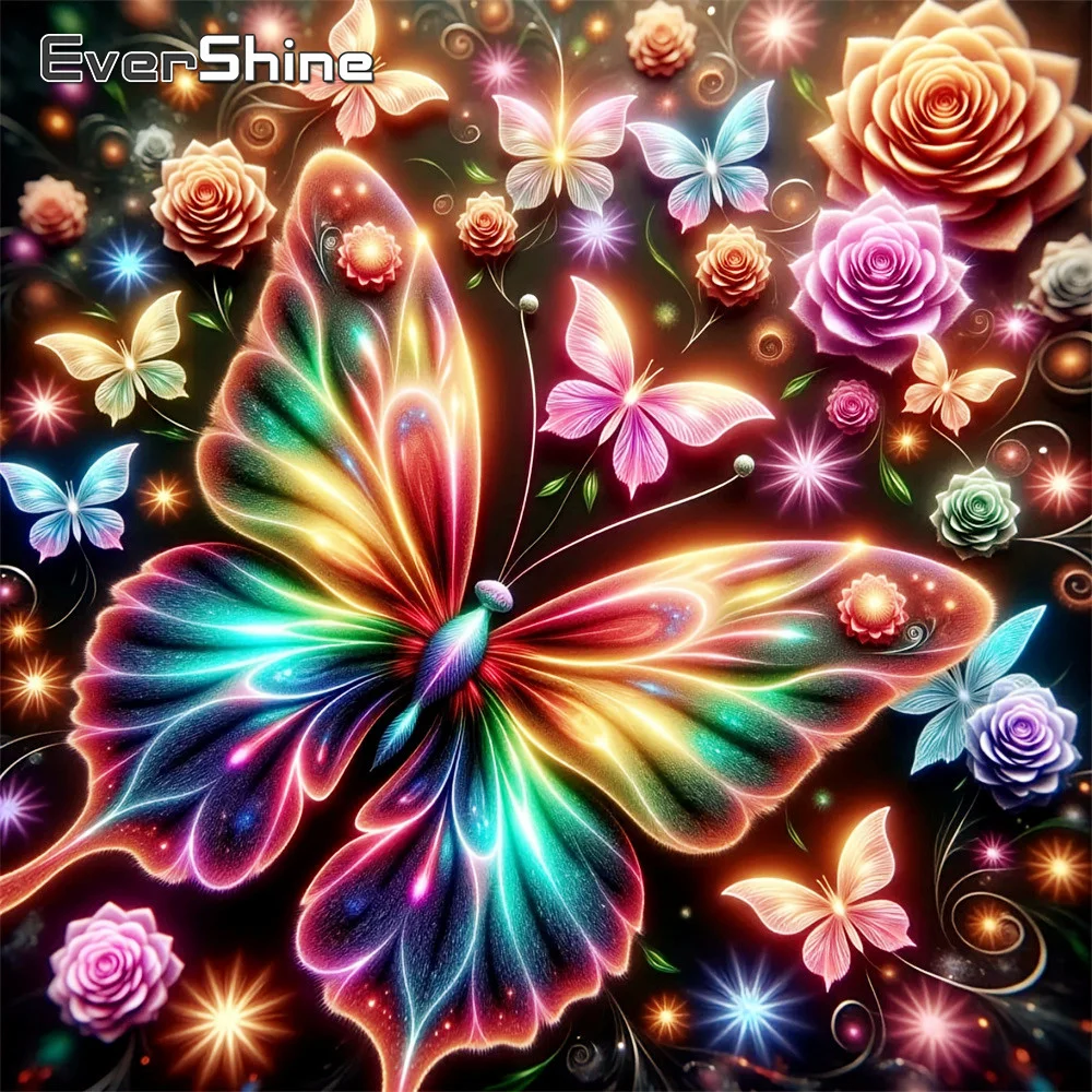 EverShine Diamant-Mosaik-Schmetterling, vollflächiges Diamant-Gemälde, Tierbild aus Strass, Diamant-Stickerei, Rosen-Wandkunst