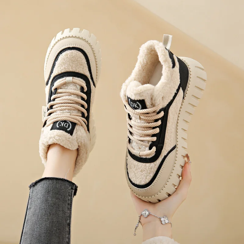 Fleece-lined Women Winter Snow Boots Waterproof Non-slip Warm Footwear High-top Boots Design Original Vulcanized Platform Shoes
