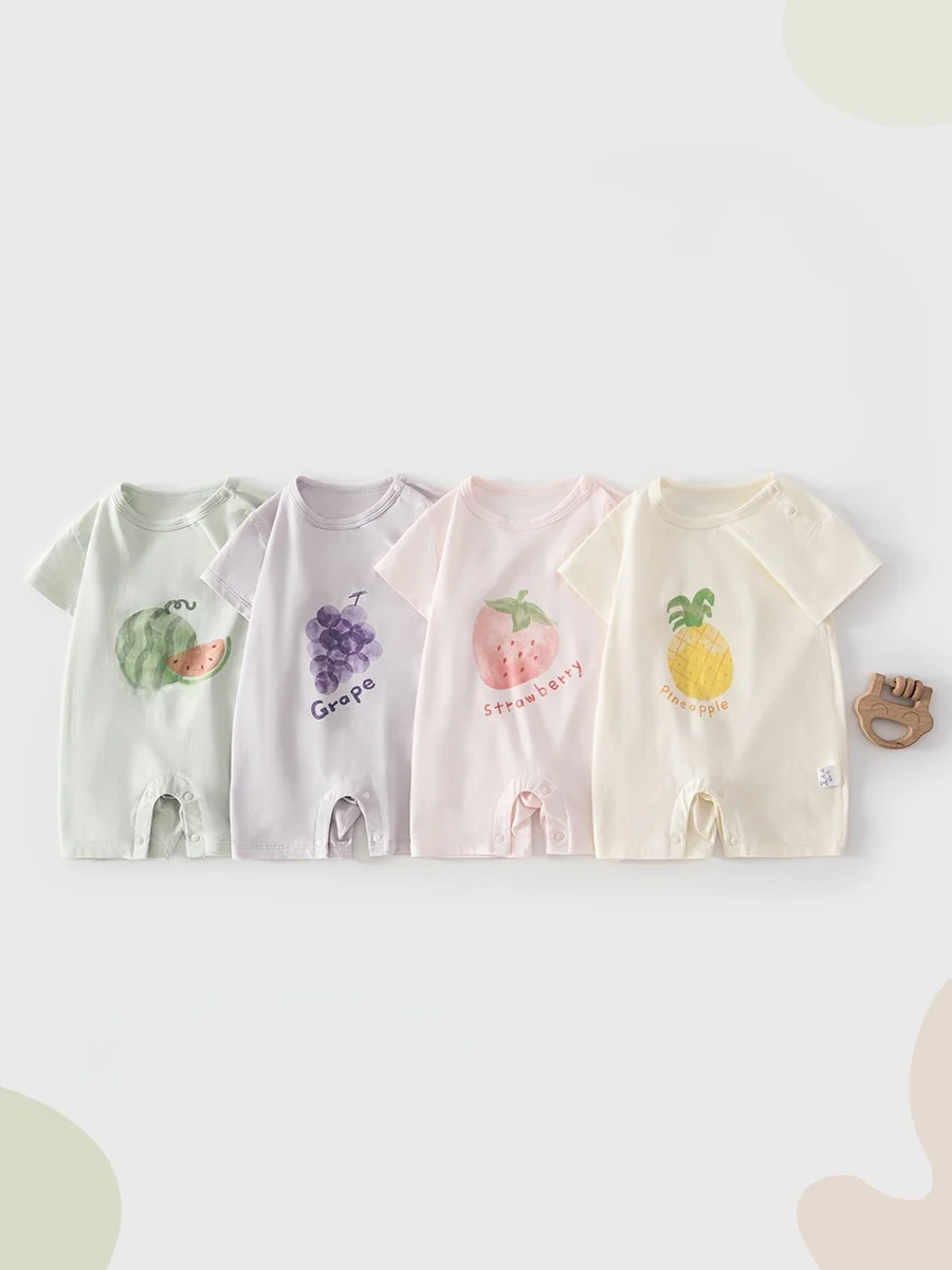 Lightweight And Breathable Baby Romper Cute And Versatile Infant Clothes Summer Fruit Printed Casual Toddler Jumpsuit