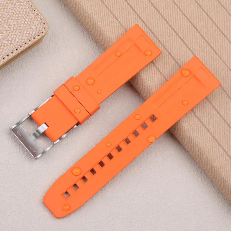 NFR 22mm Soft Nature FKM Fluoro Rubber High Quality WatchBand Fit For Breitling Strap For Avenger Navitimer Flat End Wristband