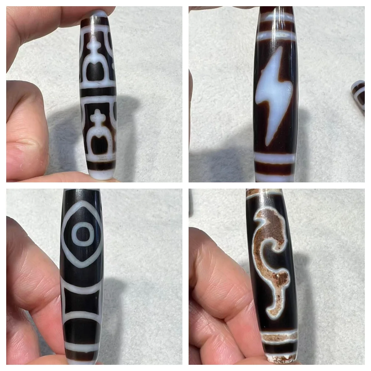 1pcs/lot Large size 58mm matte blue jade-like calcified white base white head Taiwanese craftsmanship black white agate Dzi