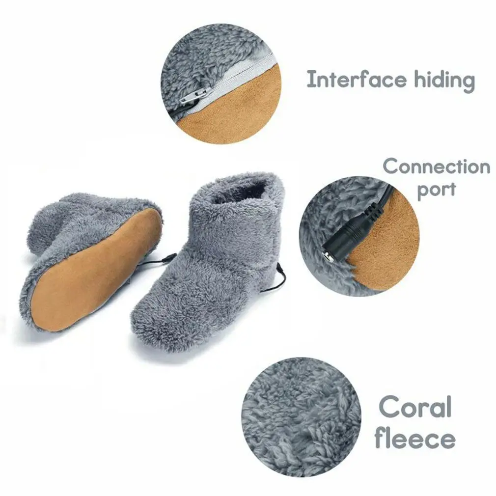 Unisex Comfortable Washable Plush Electric Heated Shoes Warm Foot Foot Warmer Shoes Winter Warming Slipper