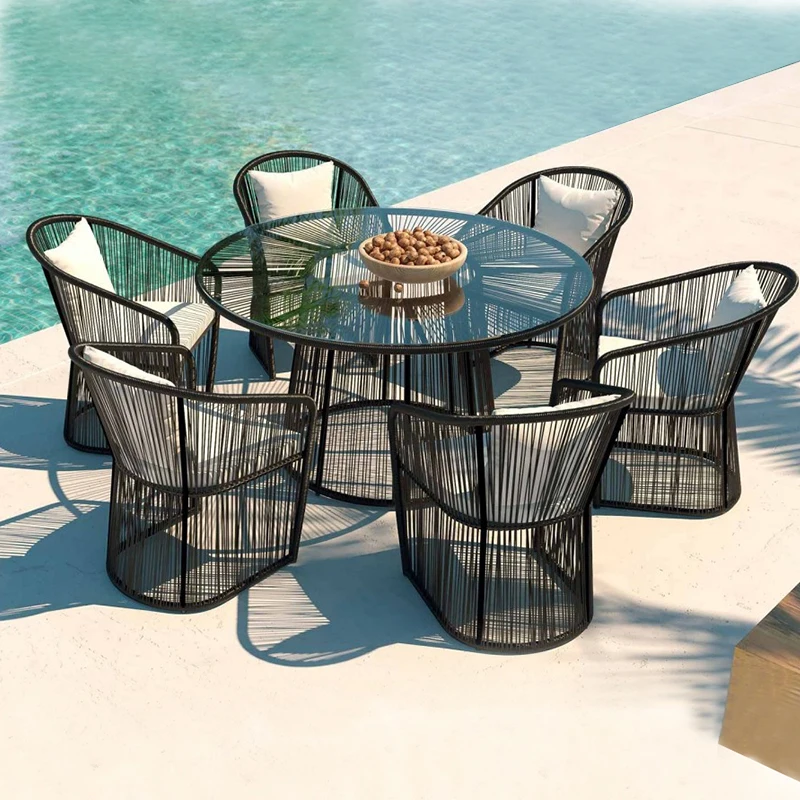 

Customized outdoor tables and chairs courtyard leisure rattan chairs terrace tea table combination outdoor garden balcony small