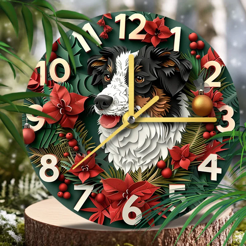 Pet Clock - Scottish Collie Design  Ideal Pet Memorial Gift and Christmas Decoration - Perfect for Dog Lovers and Pet Stores