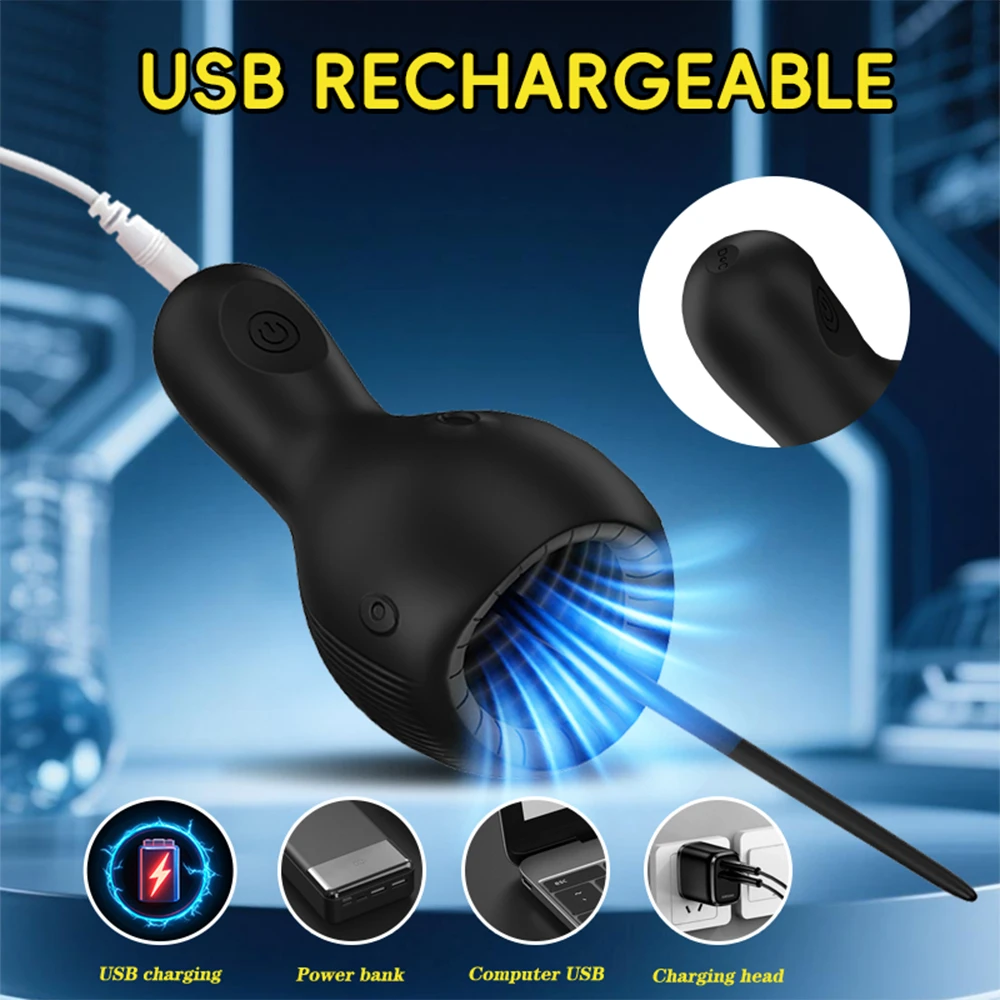 Penis Vibrator Male Masturbator Urethral Sound Dilators 10 Vibration Male Stroker Penis Trainer Glans Stimulator Adult Sex Toys view 4
