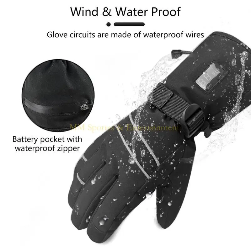 

31BE Touch Screens Thermal Gloves Windproof Winter Warm Gloves for Driving Skiing Motorbiking Anti-slip Heated Cycling Gloves