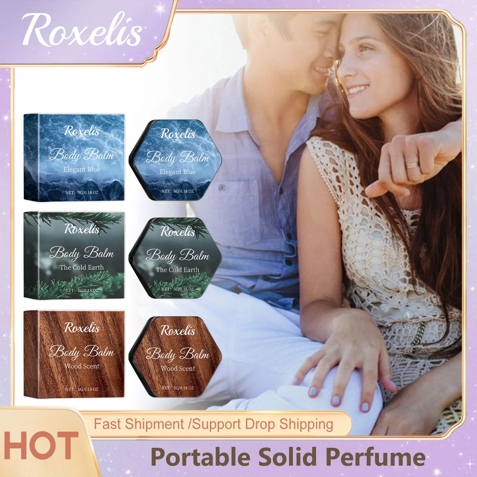 

Roxelis Portable Solid Perfume Fragrances Women Men Balm Mild Fresh Long Lasting Aroma Deodorant Waterproof Body Antiperspirant