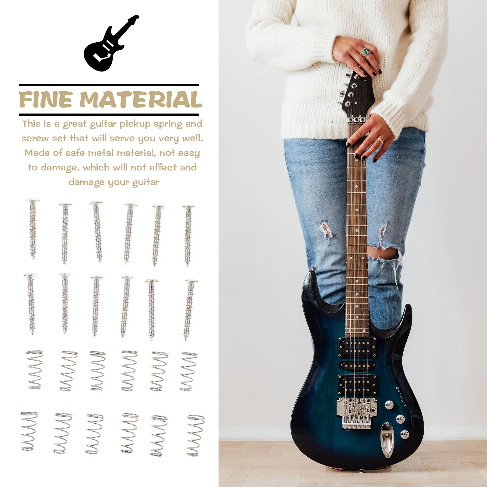 

1Set Electric Guitar Pickup Springs Screws Professional Metal Coil Mounting Springs for Guitar Bass Repair Replacement