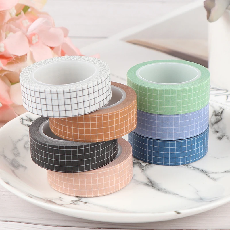Grid Tape Japanese Paper DIY Planner Masking Tape Adhesive Tapes Stickers Decorative Stationery Tapes