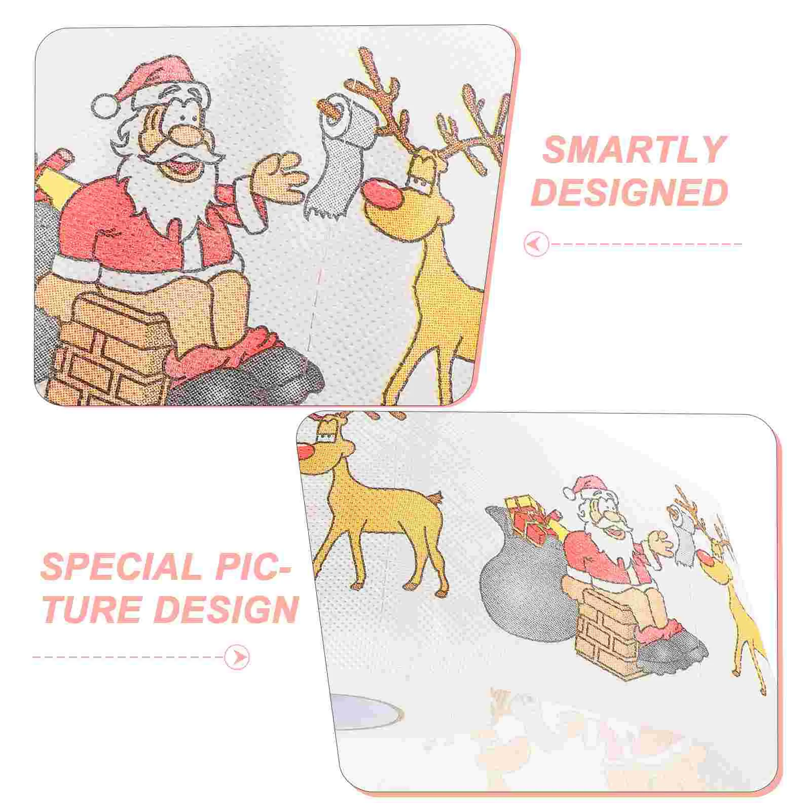 2 Roll Restaurant Toilet Paper Christmas Gift Comfortable Printed Santa Pattern Christmas Toilet Roll Paper New Year Decoration