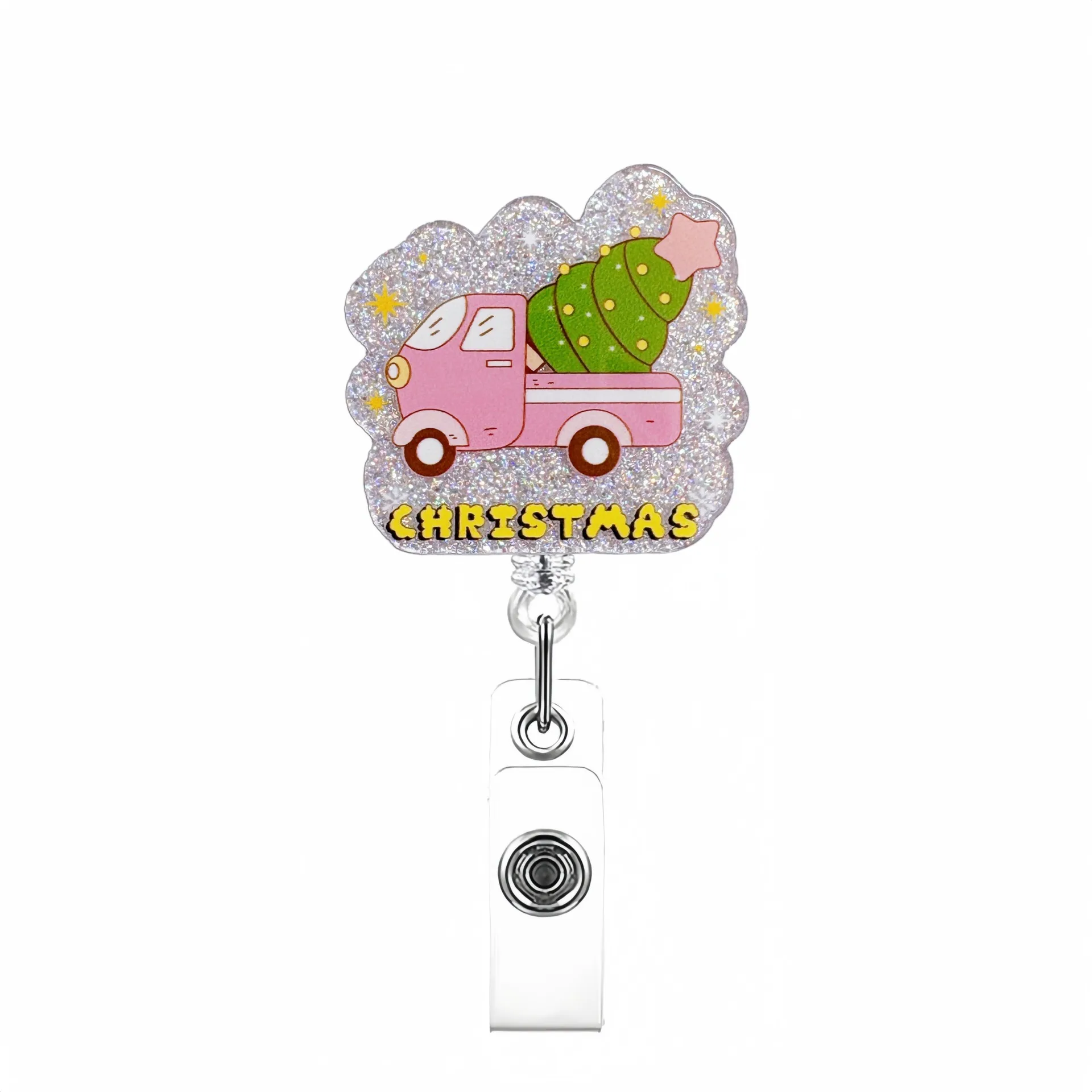 Christmas Badge Reel Scalable Alligator Clip Badge Holder Nurse Badge Clip Vivid For School Nursing Healthcare