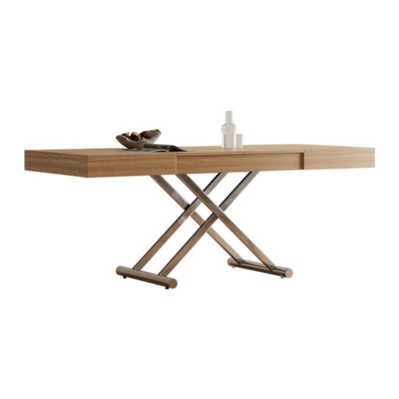 HYS lift folding telescopic coffee table becomes dining table integrated dual-purpose stainless steel feet multi-functional