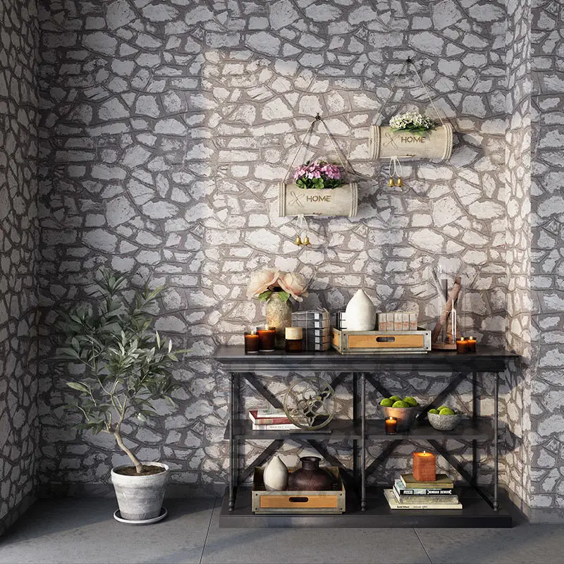 

Cement Gray Imitation Tile Wallpaper for Bedroom Walls 3D Study Room Restaurant Bar Brick Pattern PVC Waterproof Vinyl Wallpaper