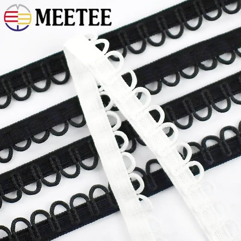 Meetee 5/10M Nylon Elastic Band for Sewing Stretch Collar Buttons U-wave Lace Trim Ribbon Dress Wedding Strap DIY Accessories