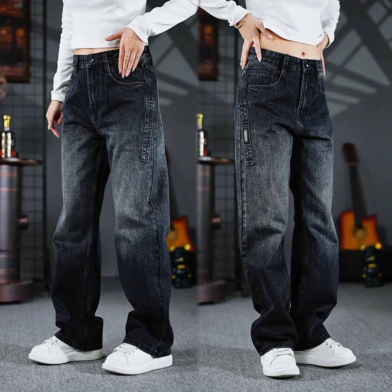 

Washed Denim Straight Leg Wide Leg Men's Pants Autumn Winter New Style Lightweight Versatile Casual Trousers for Youth
