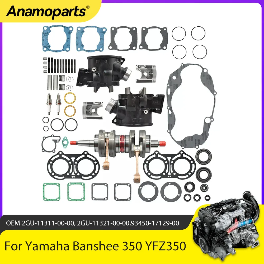 Motorcycle Parts Crankshaft Piston Cylinder Engine Rebuild Gasket Kit 64mm For Yamaha Banshee 350 YFZ350 87- 06 2GU-11311-00-00