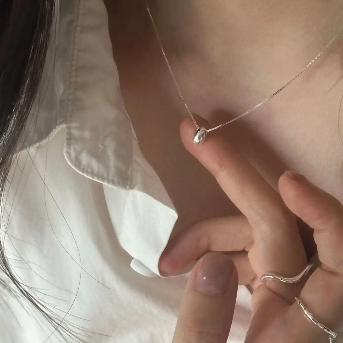 جديد 925 فضة عقد من اللؤلؤ شخصية بسيطة سحر هندسية قلادة المختنق هدية عيد ميلاد المرأة غرامة مجوهرات