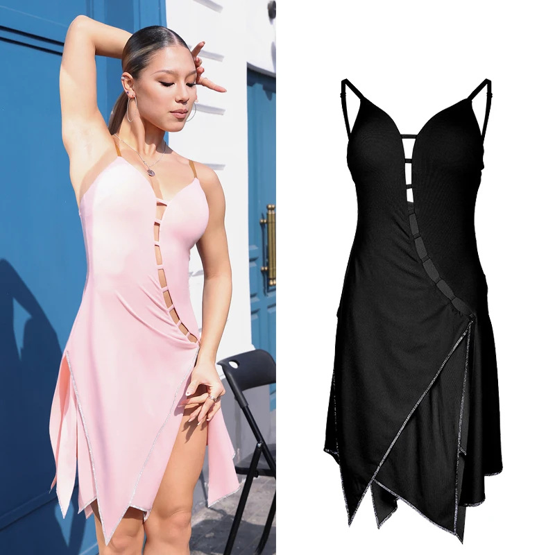 

2026 Professional Latin Dance Dress For Women Sexy Slit Practice Clothes Adult Female Samba Chacha Latin Dance Costumes DQS23259