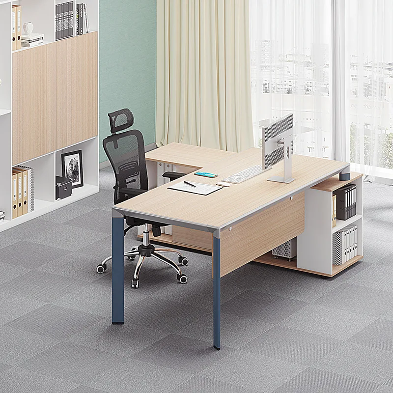 

Steel and aluminum structure office furniture, simple and fashionable log boss table E1 board manager Taipan wholesale