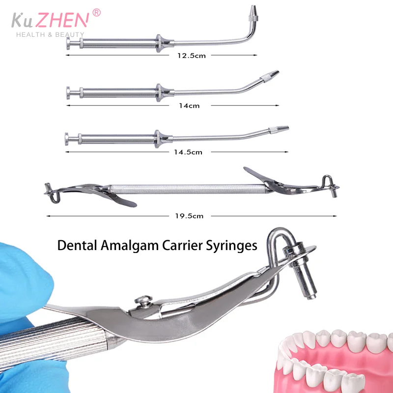 

Dental Amalgam Carrier Syringes Curved Tip Stainless Steel Double End Filling Delivery Tools Cavity Filling Restorative Lab Tool