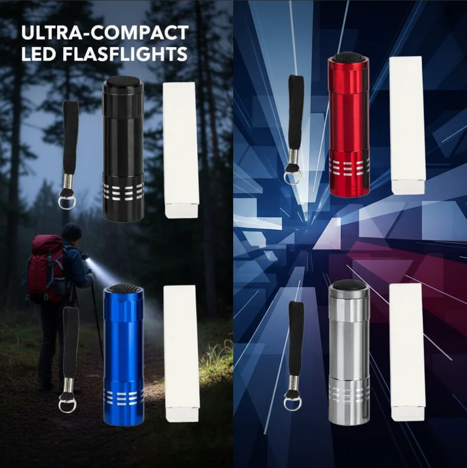 Mini Customized LED Flashlight with Nine Lights Portable Small Flashlight with 3 Pieces of Size 7 Dry Batteries Gift Idea