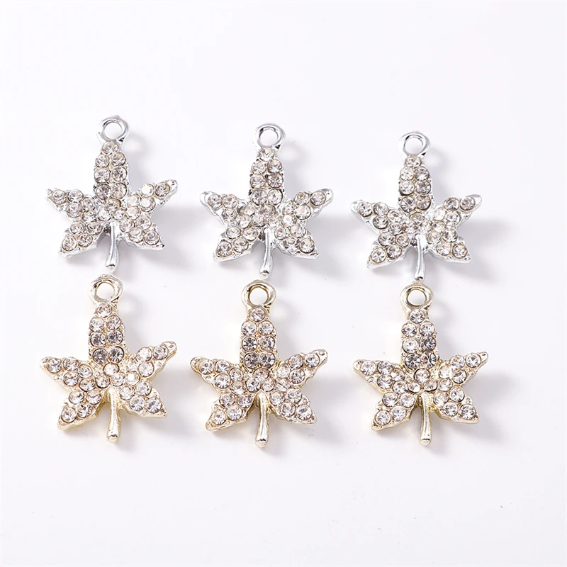 

Duarte 20Pcs/Lot Cute Crystal Alloy Maple Leaf Charms Pendants for Jewelry Making Earrings Necklaces Bracelets DIY Crafts Gifts