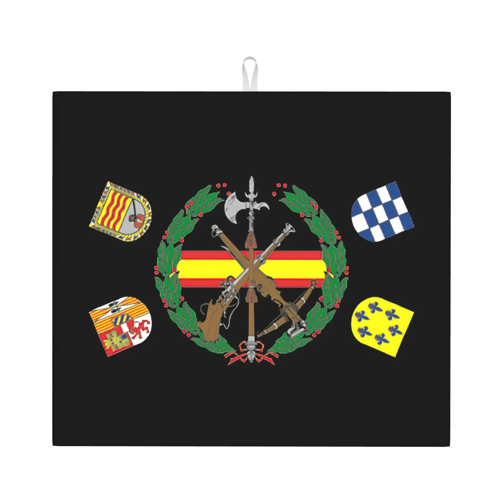 Drying Mat For Kitchen Spanish Legion Water Absorbent Waterproof Spain Coat of Arms On Slip Kitchen Counter Protector Mat