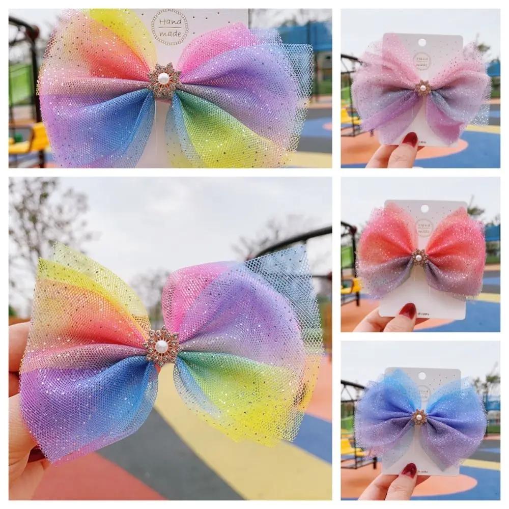 Lovely Princess Bow Mesh Hair Clip Mesh Colorful Sweet Mesh Hairpin Hair Styling Tool Hair Clip Gauze Hair Accessories Headwear