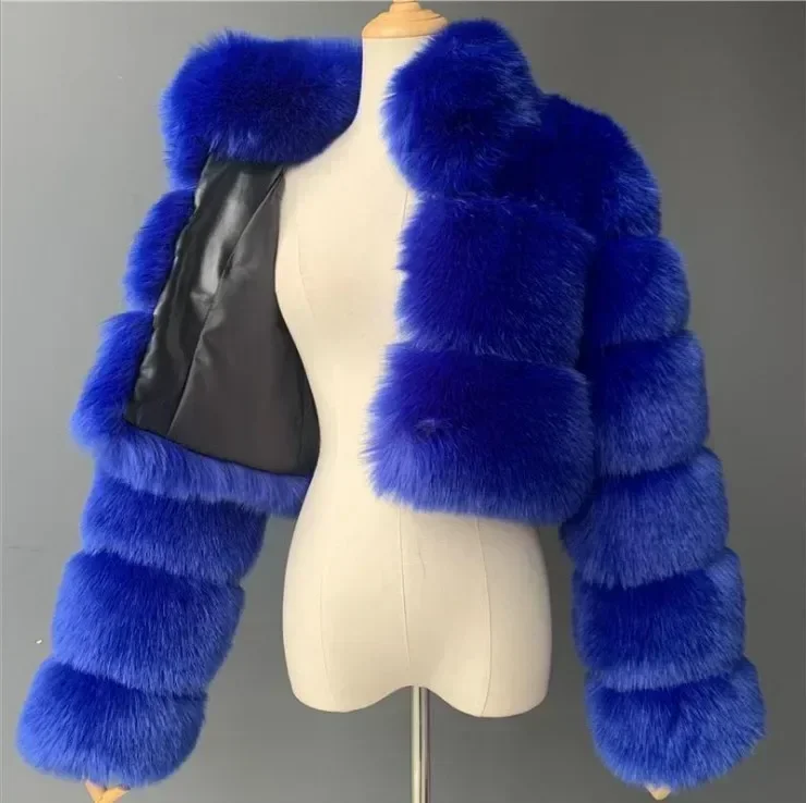 

Luxury Mink Short Coats Women Winter Top Fashion Faux Fur Coat Elegant Thick Warm Outerwear Fake Fur Woman Zipper Fluffy Jacket